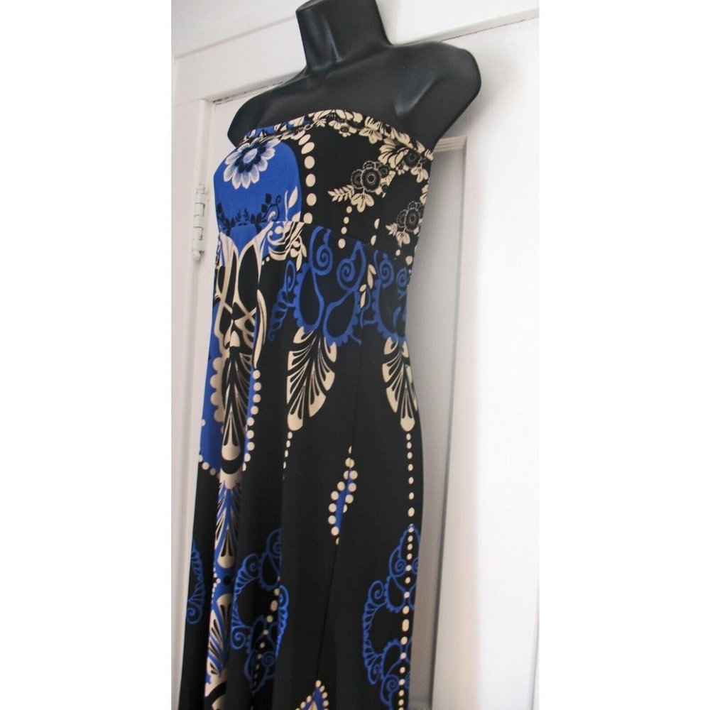 Arden B vintage Floral print dress, Blue/Black/Tan, size Small - Picture 5 of 6